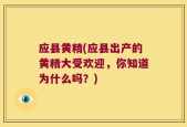 应县黄精(应县出产的黄精大受欢迎，你知道为什么吗？)