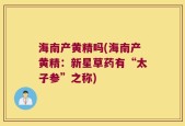 海南产黄精吗(海南产黄精：新星草药有“太子参”之称)