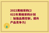 2022黄精采购(2022年黄精采购计划：加强品质控制，提升产品竞争力)
