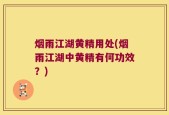 烟雨江湖黄精用处(烟雨江湖中黄精有何功效？)