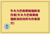 牛大力巴戟黄精猪脚汤作用(牛大力巴戟黄精猪脚汤的功效与作用简介)