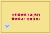 当归黄精鸭子汤(当归黄精鸭汤：滋补佳品)