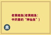 老黄精鱼(老黄精鱼：中药里的“神仙鱼”)