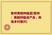 衢州黄精种植苗(衢州：黄精种植成产业，助推乡村振兴)