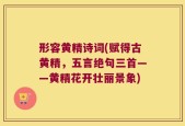 形容黄精诗词(赋得古黄精，五言绝句三首——黄精花开壮丽景象)
