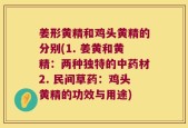 姜形黄精和鸡头黄精的分别(1. 姜黄和黄精：两种独特的中药材2. 民间草药：鸡头黄精的功效与用途)