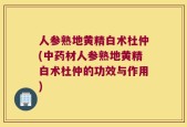 人参熟地黄精白术杜仲(中药材人参熟地黄精白术杜仲的功效与作用)