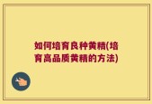 如何培育良种黄精(培育高品质黄精的方法)