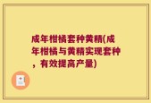 成年柑橘套种黄精(成年柑橘与黄精实现套种，有效提高产量)