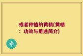 或者种植的黄精(黄精：功效与用途简介)