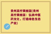 贵州高杆黄精苗(贵州高杆黄精苗：弘扬中医药文化，打造绿色生态产业)