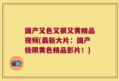 国产又色又狠又黄精品视频(最新大片：国产极限黄色精品影片！)