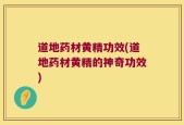 道地药材黄精功效(道地药材黄精的神奇功效)