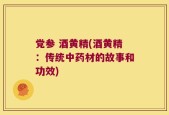 党参 酒黄精(酒黄精：传统中药材的故事和功效)