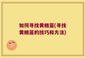 如何寻找黄精苗(寻找黄精苗的技巧和方法)