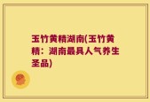 玉竹黄精湖南(玉竹黄精：湖南最具人气养生圣品)