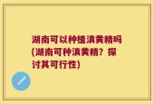 湖南可以种植滇黄精吗(湖南可种滇黄精？探讨其可行性)
