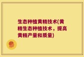 生态种植黄精技术(黄精生态种植技术，提高黄精产量和质量)