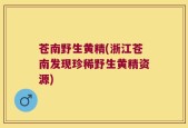 苍南野生黄精(浙江苍南发现珍稀野生黄精资源)