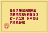 无锡滇黄精(无锡现存滇黄精距离珍稀程度仅存一步之遥，尚未面临灭绝的危机)