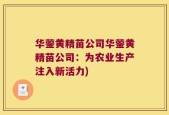 华蓥黄精苗公司华蓥黄精苗公司：为农业生产注入新活力)