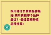 四川种什么黄精品种最好(四川黄精哪个品种最优？-最佳黄精种植品种推荐)