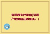 菏泽哪有种黄精(菏泽产地黄精在哪里买？)