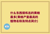 什么东西提炼出的黄精最多(黄精产量最高的植物名称及特点简介)