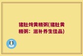 猪肚炖黄精粥(猪肚黄精粥：滋补养生佳品)