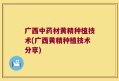 广西中药材黄精种植技术(广西黄精种植技术分享)