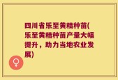 四川省乐至黄精种苗(乐至黄精种苗产量大幅提升，助力当地农业发展)