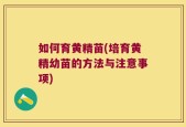 如何育黄精苗(培育黄精幼苗的方法与注意事项)