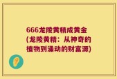 666龙陵黄精成黄金(龙陵黄精：从神奇的植物到涌动的财富源)