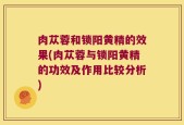 肉苁蓉和锁阳黄精的效果(肉苁蓉与锁阳黄精的功效及作用比较分析)