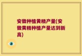 安徽种植黄精产量(安徽黄精种植产量达到新高)