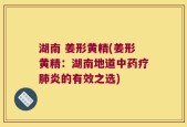 湖南 姜形黄精(姜形黄精：湖南地道中药疗肺炎的有效之选)