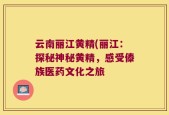 云南丽江黄精(丽江：探秘神秘黄精，感受傣族医药文化之旅
