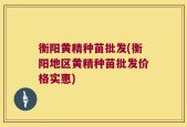 衡阳黄精种苗批发(衡阳地区黄精种苗批发价格实惠)