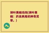 狭叶黄精功效(狭叶黄精：药食两用的神奇灵草。)