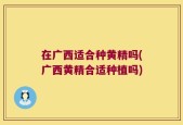 在广西适合种黄精吗(广西黄精合适种植吗)