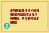 多花黄精栽培技术规程视频(黄精栽培全程攻略视频，助你熟知技术规程)
