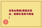 洗发水黄精(黄精洗发水：柔顺头发再不困难)