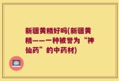 新疆黄精好吗(新疆黄精——一种被誉为“神仙药”的中药材)