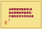 永顺黄精种植基地(湖南永顺黄精种植基地：打造纯天然中药材资源)