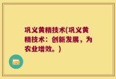 巩义黄精技术(巩义黄精技术：创新发展，为农业增效。)