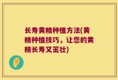 长寿黄精种植方法(黄精种植技巧，让您的黄精长寿又茁壮)