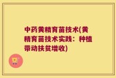 中药黄精育苗技术(黄精育苗技术实践：种植带动扶贫增收)