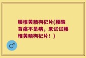 腰椎黄精枸杞片(腰酸背痛不是病，来试试腰椎黄精枸杞片！)