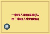 一拳超人黄精是谁(认识一拳超人中的黄精)