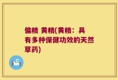 偏精 黄精(黄精：具有多种保健功效的天然草药)